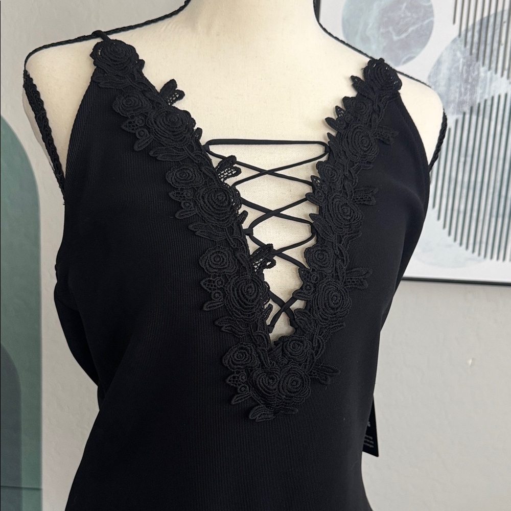 Express Black Lace-Up Bodysuit